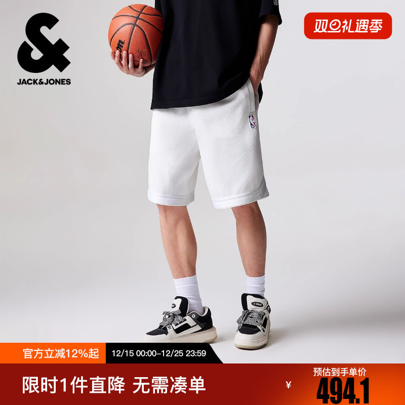 杰克琼斯男装冬新款NBA联名湖人队潮流宽松运动风短裤五分裤