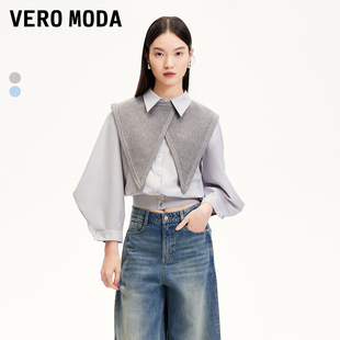 新款 Vero 女2025夏季 真兩件可拆披肩七分羊腿袖 Moda襯衫 325231009