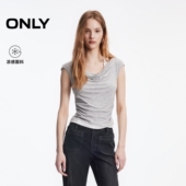 凉感面料显瘦无袖 ONLY2026春季 新款 荡领收腰假两件T恤女