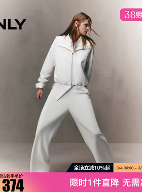 ONLY2025冬新款宽松落肩连帽双向拉链卫衣外套女|12549R016