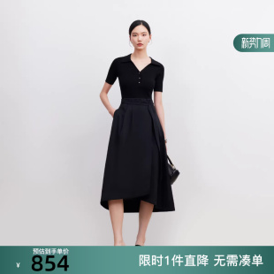 V领拼接裙摆系带A字长裙时尚 新款 Moda连衣裙2026春季 Vero