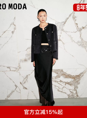 Vero Moda毛呢外套2025冬新款纯羊毛流苏包边上衣气质32534T002