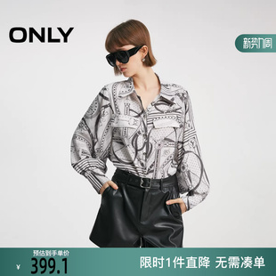 女 复古时髦印花飘逸轻盈垂坠感衬衫 126105027 新款 ONLY2026春季