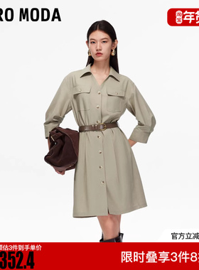 Vero Moda连衣裙2025冬新款含莱赛尔绵羊毛衬衫裙百搭3253SZ006