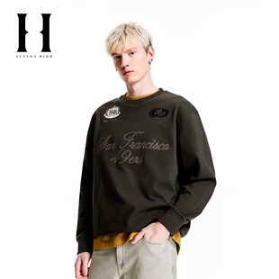 SEASON NFL联名字母刺绣舒适时尚 潮流简约圆领卫衣男装 HIGH冬季