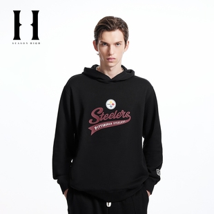 连帽卫衣时尚 冬新款 字母刺绣宽松休闲上衣 HIGH男装 SEASON