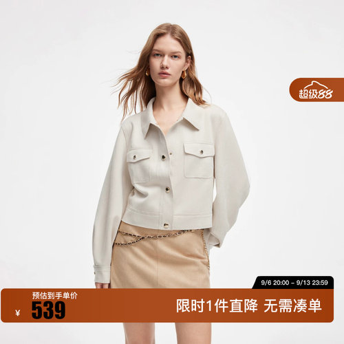 绫致ONLY2026秋季新款复古通勤立体口袋翻领短款外套女