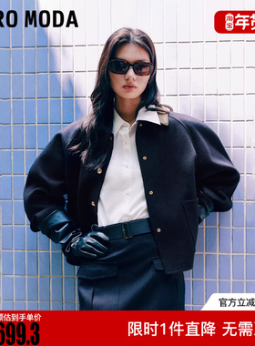 Vero Moda外套2025秋季新款含绵羊毛拼接PU领上衣休闲32544T008