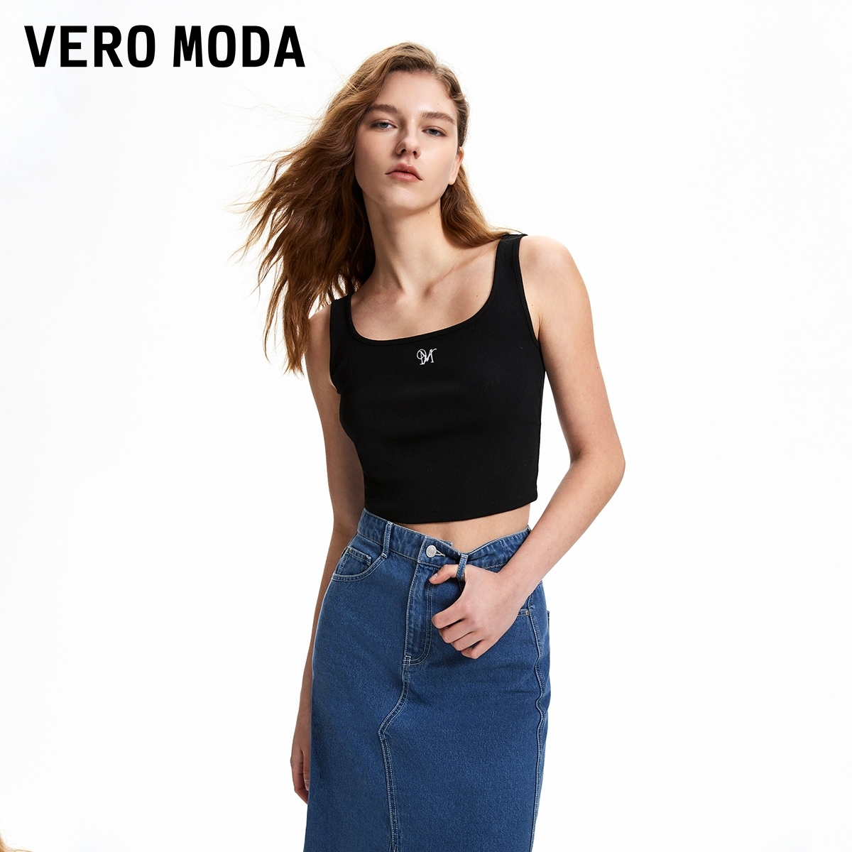 Vero Moda背心女2025冬新款含棉字母休闲舒适高街潮流修身背心