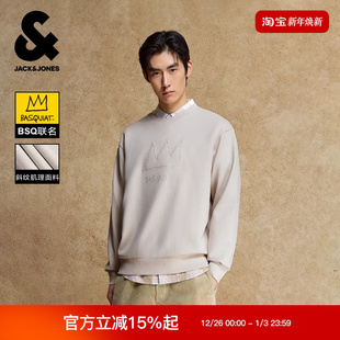 上衣 立体胶印宽松休闲圆领长袖 杰克琼斯BSQ联名男装 卫衣时尚