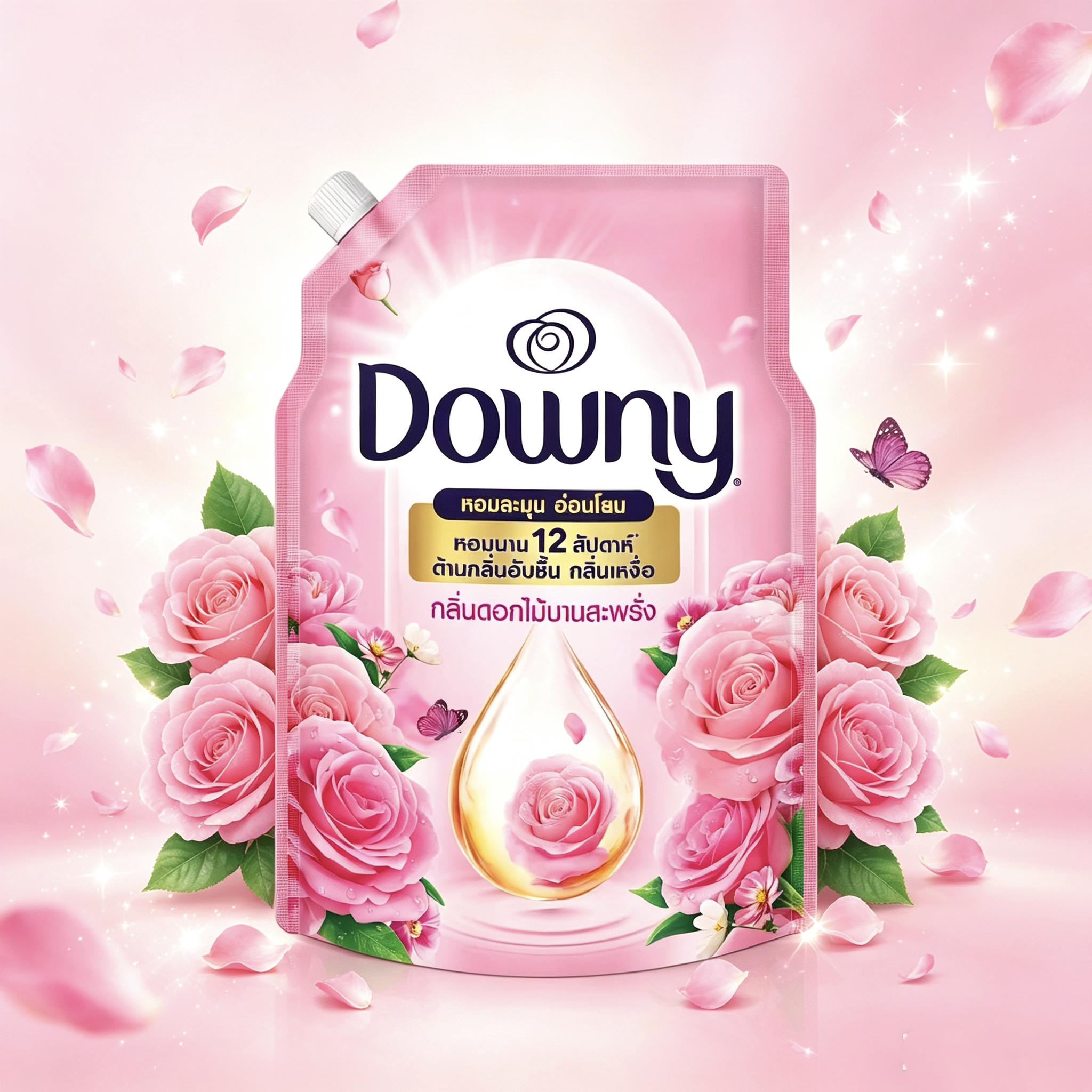 泰国原装Downy当妮玫瑰花果香衣物柔顺剂持久留香护理液防静电1L
