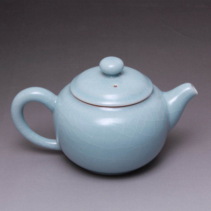 官方正品台湾柏采汝窑景德镇功夫茶具天青釉亭玉茶壶HR133D汝窑壶
