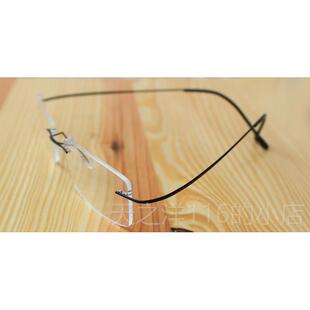 正品纯钛眼镜无框框眼镜近视β钛眼镜男女超轻架配防蓝光射无边眼