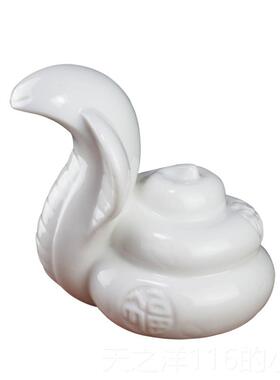 正品红色装蛇小客摆厅饰办公桌陶瓷办公件家居摆设品创意书架装饰