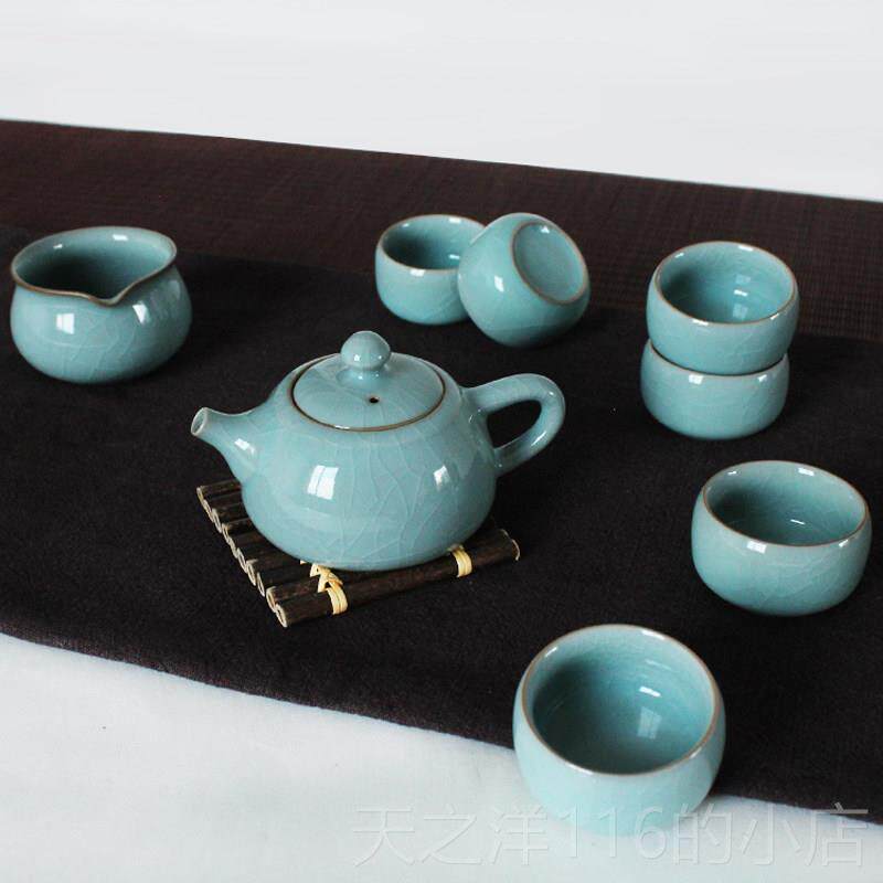正品龙泉江瓷葛功夫窑茶具陶瓷冰裂釉西施壶茶杯青茶宣道礼品成套