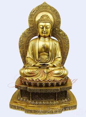 正品祥狮黄三世佛 铜佛像背光三宝佛释 迦摩尼佛铜阿弥摆托佛药师