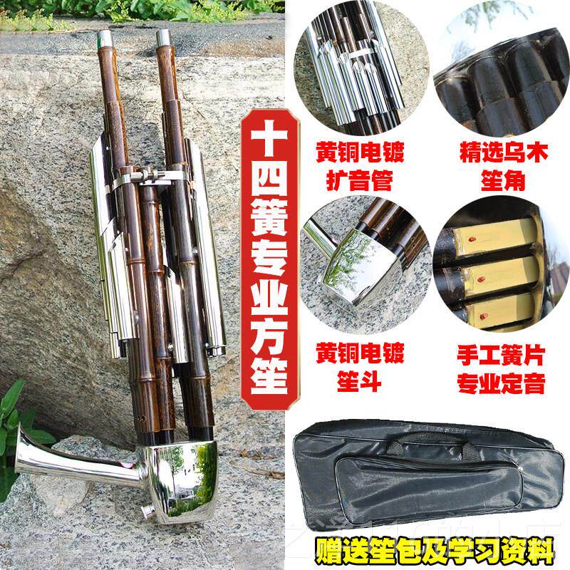 正品笙乐器初学竹者专业演定白奏扩音14簧方笙D调紫笙红喜事吹奏