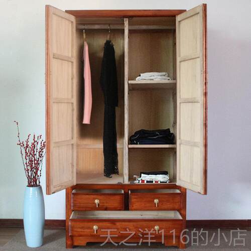 正品中式雕花香樟代木衣柜家用现简约两门全新实大木系统衣橱卧室