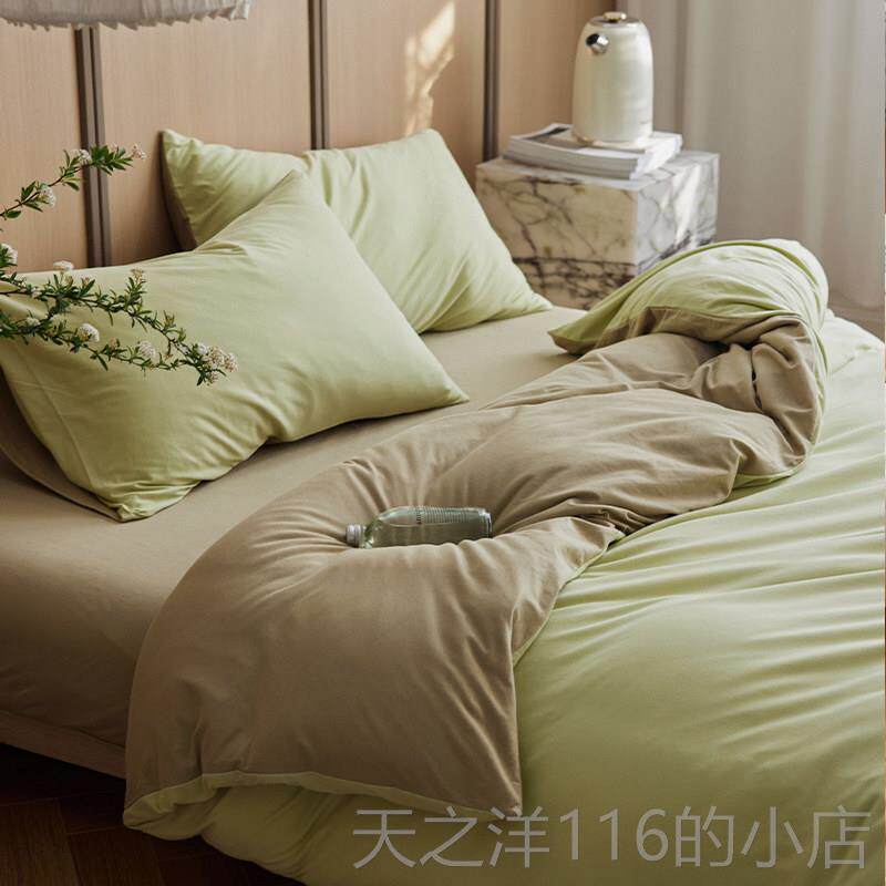 正品件织针棉四套纯棉100全床单被套In棉s风天竺棉裸睡床品简约套