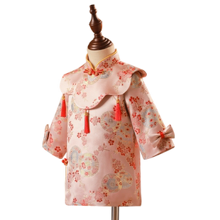 抓周礼服女宝宝春秋新款女童唐装一周岁生日宴中国风儿童旗袍秋季