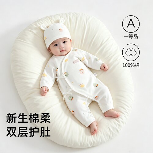新生婴儿衣服春秋季0到3个月宝宝52码59纯棉a类连体衣66初生哈衣
