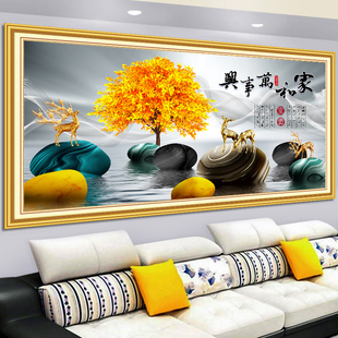 画 饰墙面高端大气轻奢沙发壁画新款 饰画寓意好贴画装 现代客厅装