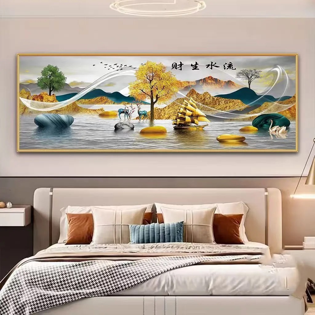 自粘画床头装饰画客厅贴画3d立体墙贴自粘酒店宾馆主卧装饰画定制图片