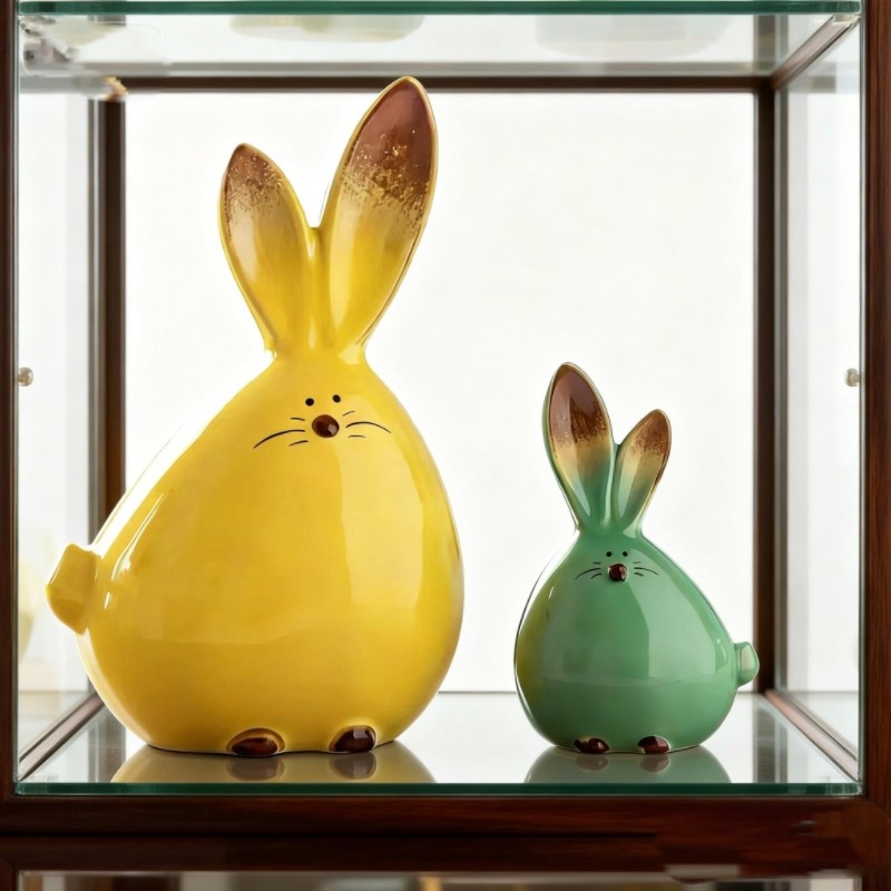 陶瓷创意家居小摆件电视柜客厅酒柜装饰品玄关可爱兔桌面房间摆设