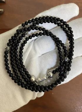 黑曜石十字架925银4mm