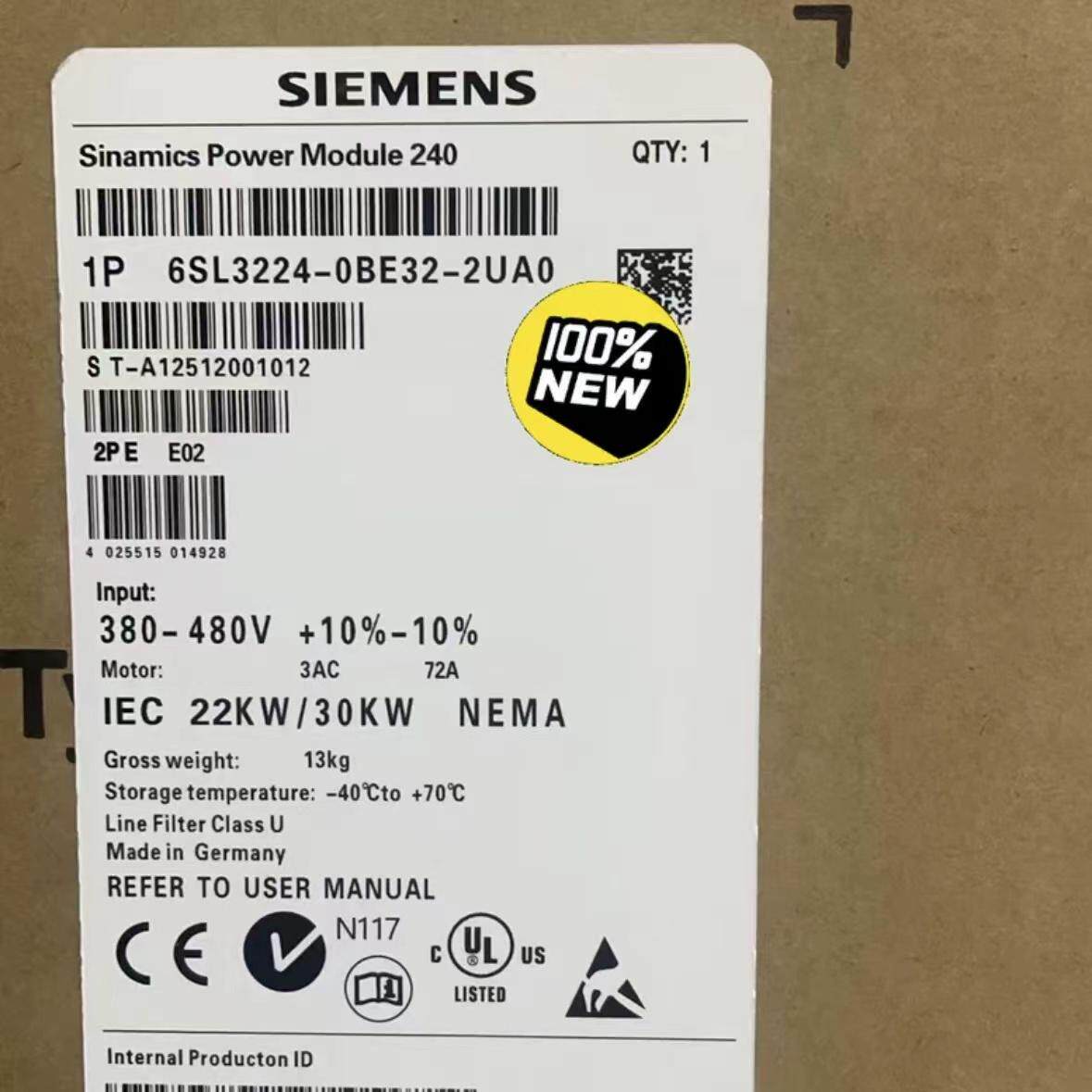 西门子二手机：6SL3224-0BE32-2UA0-全新原装正品 PLC模块