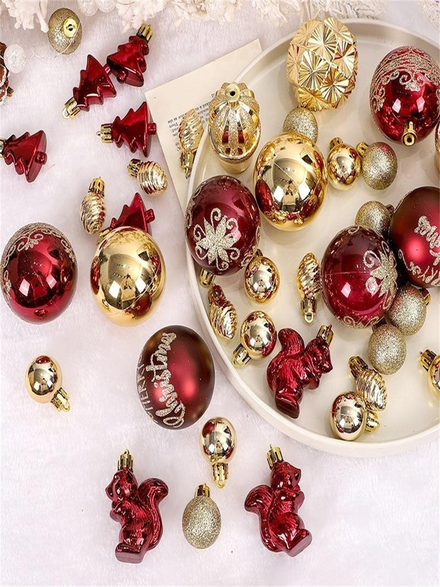 42 Piece Christmas Ball Ornaments Set Hand-Painted Bulk - Product image 2