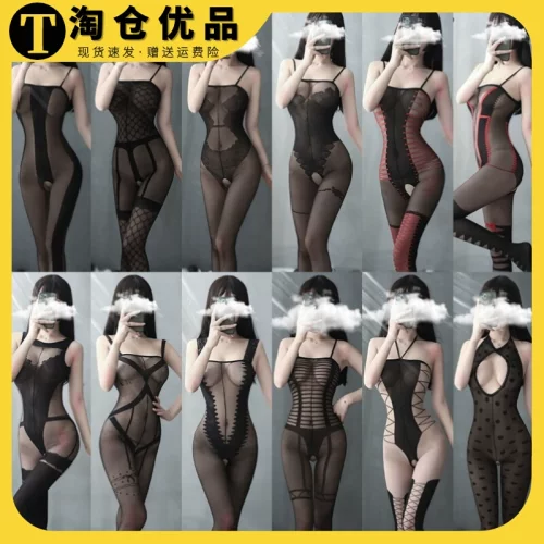 胸罩女露吃胸乳头女黑丝连体丝袜全身无缝连身袜性感情趣诱惑开。