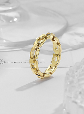钛钢个性时尚环扣戒指