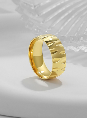 钛钢个性百搭水波纹戒指