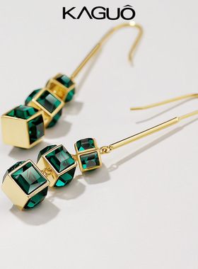 法式夸张耳挂耳环女大气新款个性耳钩夏季绿色红色耳坠耳饰潮