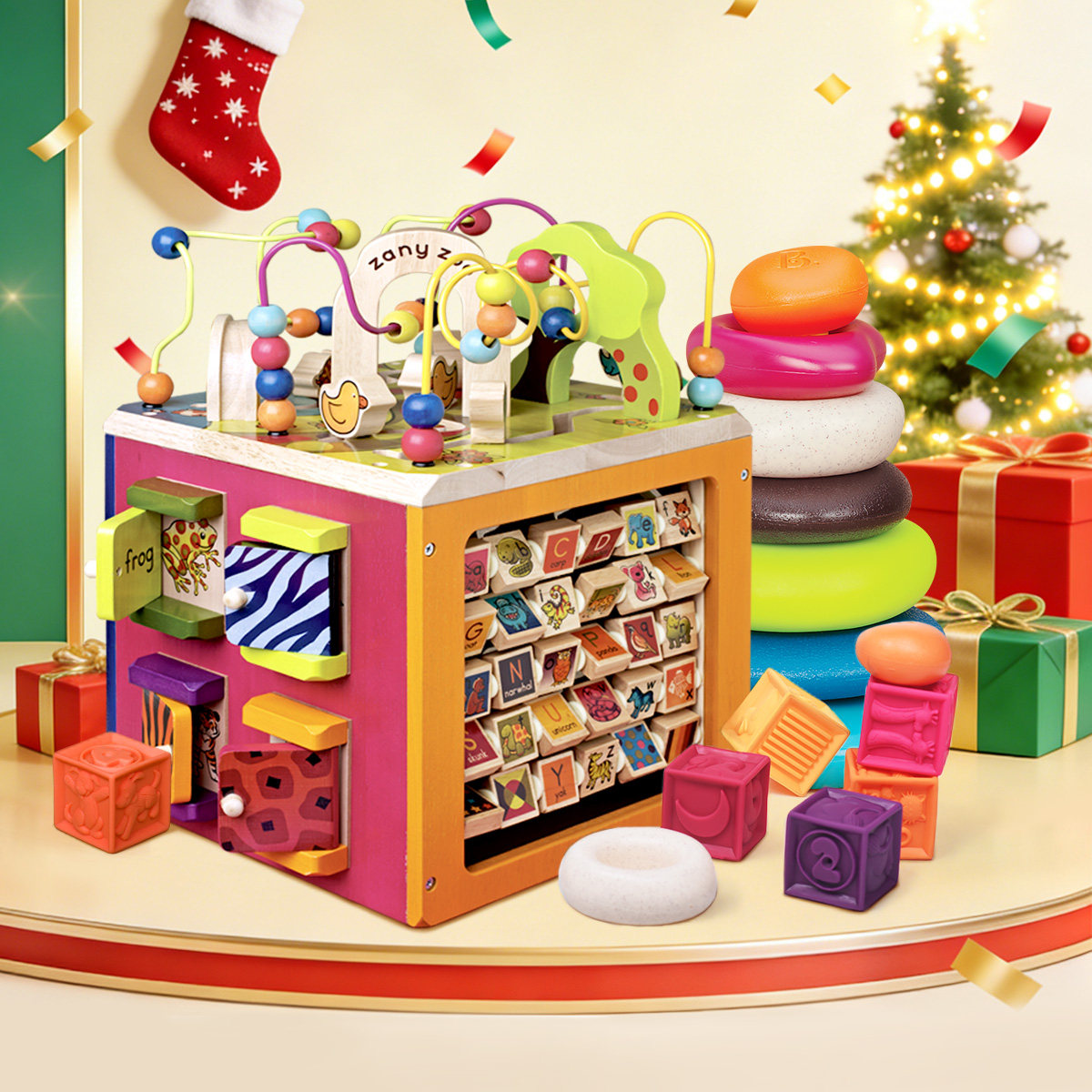 比乐btoys宝宝木立方益智绕珠串珠开心农场儿童六面体百宝箱玩具,玩具/童车/益智/积木/模型,儿童串珠/绕珠,淘宝优惠券,粉丝福利购,淘宝优惠卷