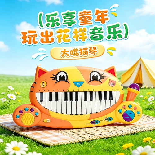 比乐益智大嘴猫琴电子琴玩具