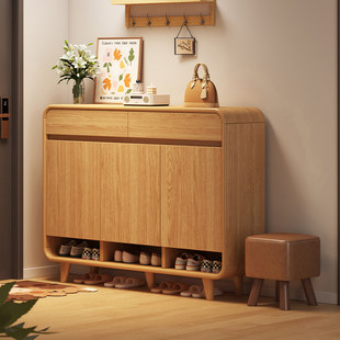 卓禾入户鞋柜家用门口原木风玄关收纳一体大容量鞋架简易储物柜子