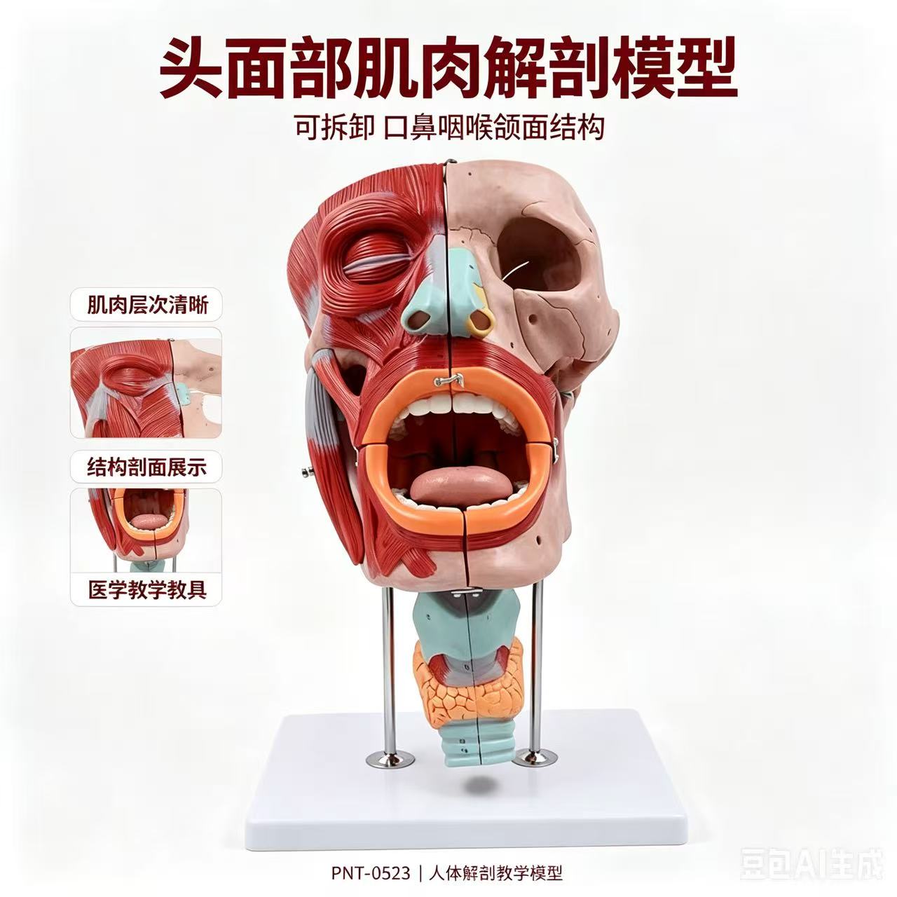 头面部肌肉解剖模型可拆卸口鼻咽喉颌面血管神经人体结构医用教学