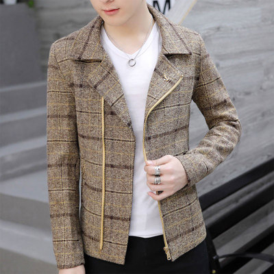 呢子设计感夹克痞帅西装领加绒