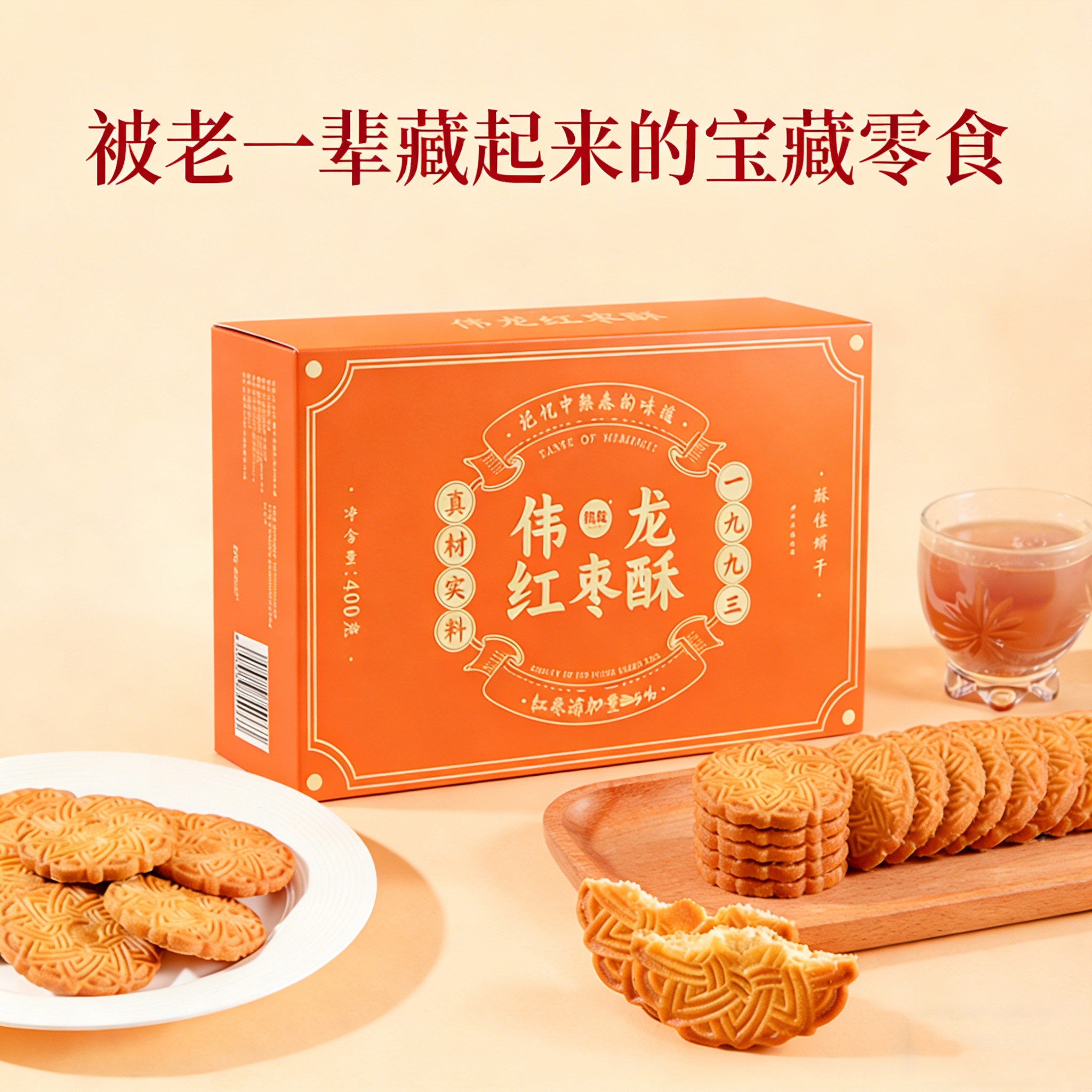 伟龙红枣酥饼干老式饼干红枣味办公室早餐休闲零食年货零食礼盒