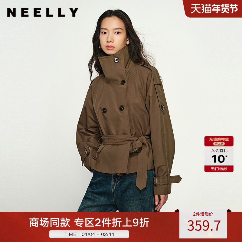 NEELLY纳俪商场同款秋新款短款通勤风衣外套女休闲翻领气质上衣女,女装/女士精品,风衣,淘宝优惠券,粉丝福利购,淘宝优惠卷