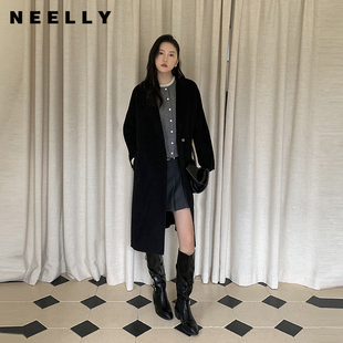 NEELLY纳俪商场同款冬季新款山羊绒高级气质双面呢大衣女羊毛外套
