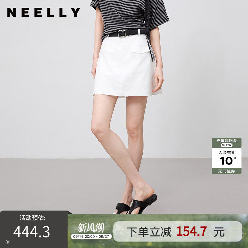 NEELLY纳俪商场同款夏季新款复古休闲百搭短裤女通勤显瘦A字裙裤