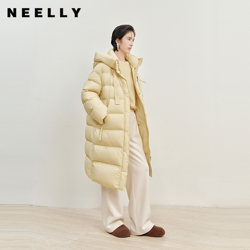 NEELLY纳俪商场同款冬季新款宽松廓形长款羽绒服女百搭保暖外套