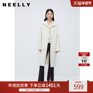 NEELLY纳俪商场同款100%绵羊毛双面呢大衣女中长款伯明翰御姐穿搭