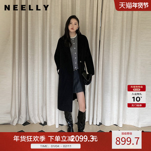 NEELLY纳俪商场同款冬季新款山羊绒高级气质双面呢大衣女羊毛外套