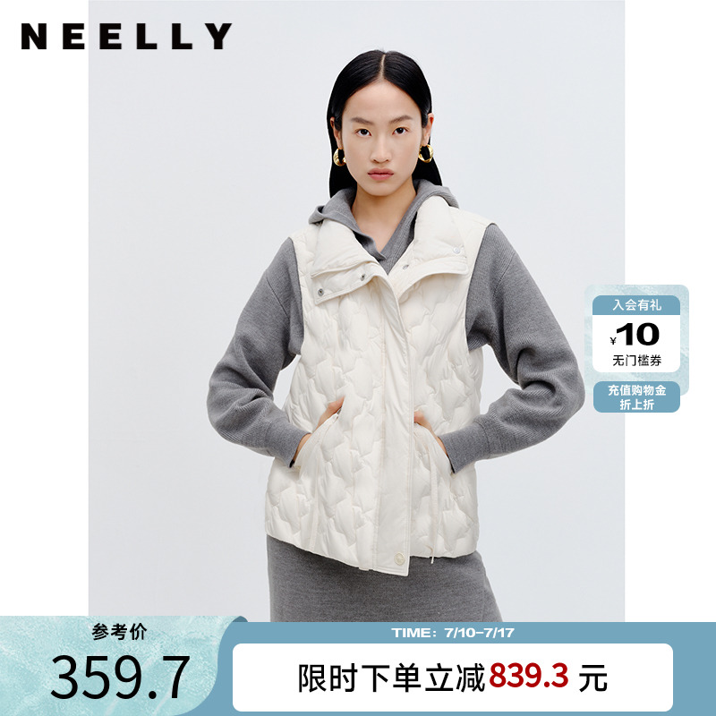 NEELLY纳俪时尚通勤羽绒马甲女新款韩版短款宽松无袖保暖背心外套