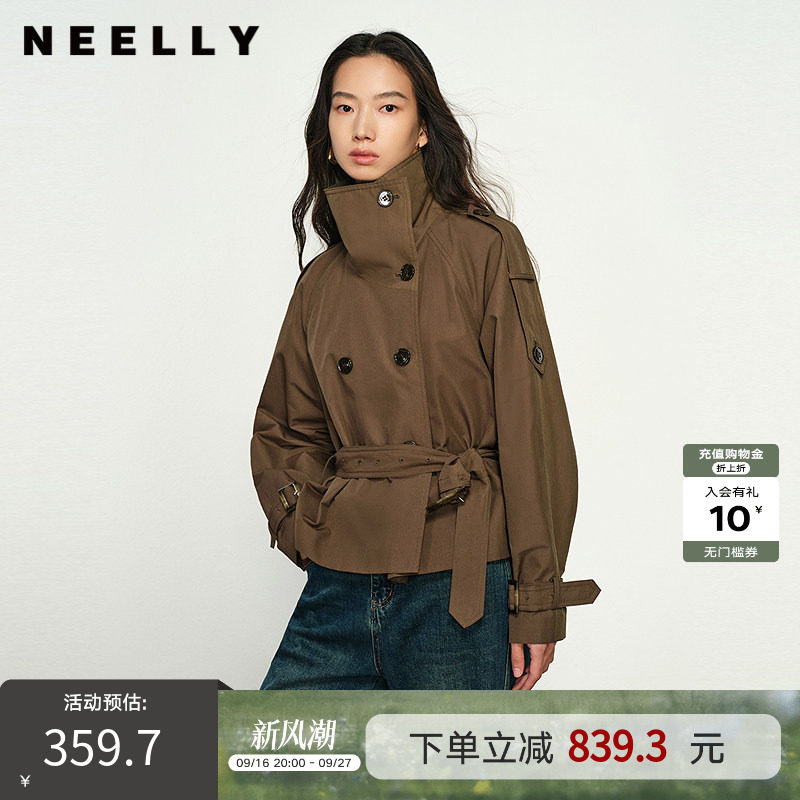 NEELLY纳俪商场同款春新款短款通勤风衣外套女休闲翻领气质上衣女图片