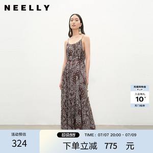 NEELLY纳俪商场同款夏新款时尚复古潮流连衣裙女个性出街长裙